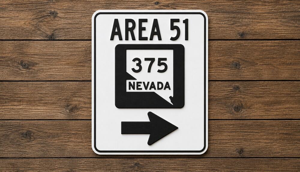 Area 51 Nevada Route 375 Road Sign Highway Freeway Interstate Travel SR 375